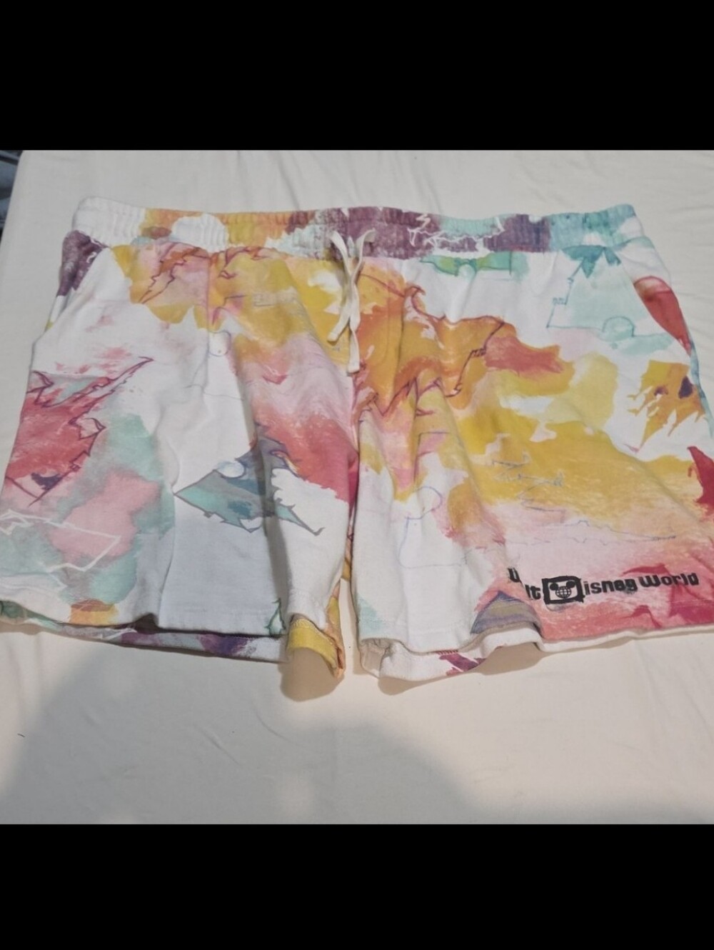Disney Women's 2X colorful castle sweat shorts #05